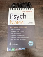Psych Notes : Clinical Pocket Guide by Darlene D. Pedersen (2021, Spiral)