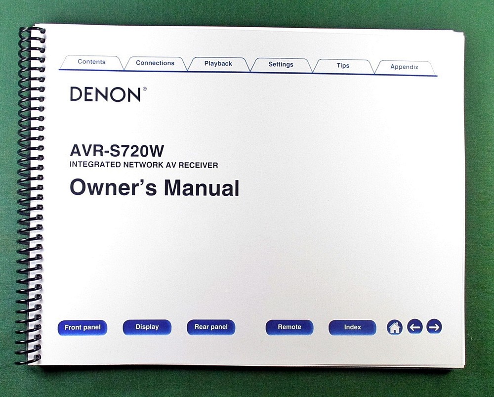 Denon AVR-S720W Instruction Manual: Full Color 267 Pages & Protective Covers!