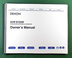 Denon AVR-S720W Instruction Manual: Full Color 267 Pages & Protective Covers!