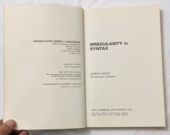 Irregularity in Syntax by George Lakoff (1970) Linguistics Paperback TSL Grammar