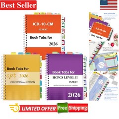 2026 CPT, ICD-10-CM & HCPCS Level II Tabs: Colorful Waterproof Organization