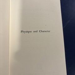 Physique and Character by E. Kretschmer, Special Edition #275, 1990