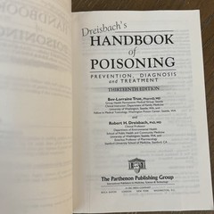 Dreisbach’s Handbook of Poisoning 13th Edition 2002 Softcover