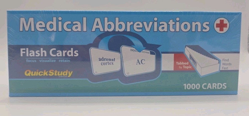 Medical Abbreviations Flash Cards – 1000 cards: a QuickStudy Reference Tool