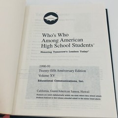 Whos Who among American High School Students 1990 – 1991 California Guam Hawaii