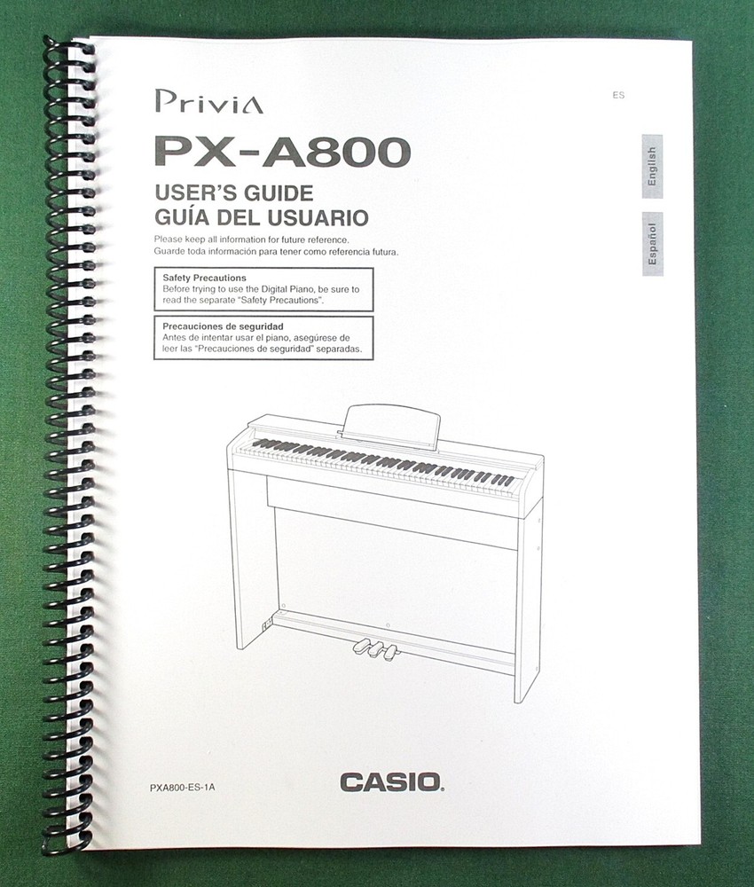 Casio PX-A800 Instruction Manual: 56 Pages Coil Bound & Protective Covers!