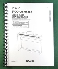 Casio PX-A800 Instruction Manual: 56 Pages Coil Bound & Protective Covers!