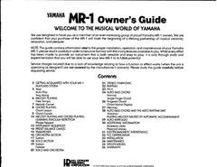 Yamaha MR-1 Instruction Manual: 38 Pages & Protective Covers!