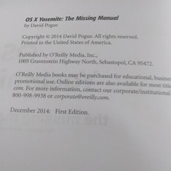 O’Reilly OS X Yosemite: The Missing Manual By David Pogue 2017 Computer Tech