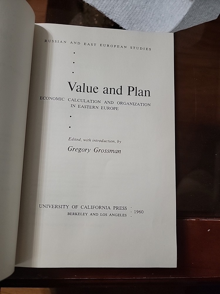 Value and Plan: Economic Calculation and 1st Edition 1960 Eastern Europe Grego