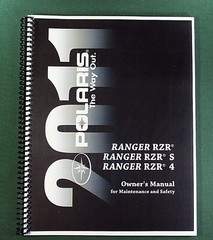 2011 Polaris Ranger RZR Owner’s Manual: 148 Pages & Protective Covers!