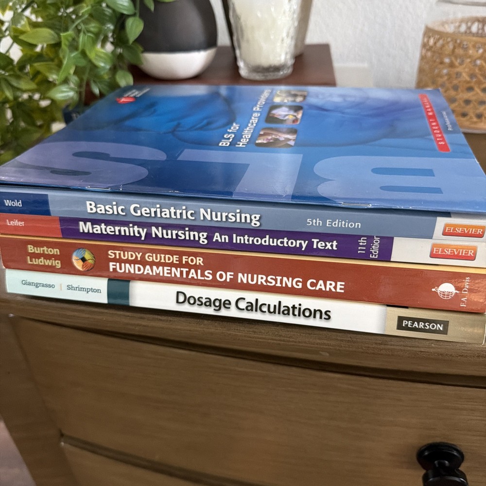Lot 5 Mixed Nursing Books Medical Rn Lab Guides Maternity Geriatric Bls