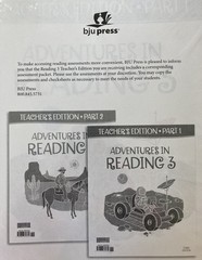 NEW BJU Press 3rd grade ADVENTURES IN READING 3 Complete Subject Kit 3rd ed
