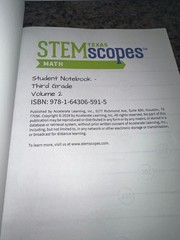 STEM TEXAS SCOPES MATH 3rd GRADE STUDENT NOTEBOOK VOLUME 2 ~ NO WRITING