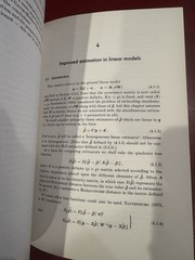 PREDICTION AND IMPROVED ESTIMATION IN LINEAR MODELS By John Bibby – Hardcover VG